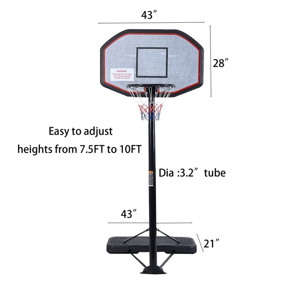 TONWIN Adjustable Height InGround Basketball Hoop Wayfair Canada